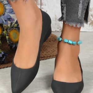 Casual Plain Waterproof Beach Shallow Shoes, Flats, color:Black|size:41, JustFashionNow