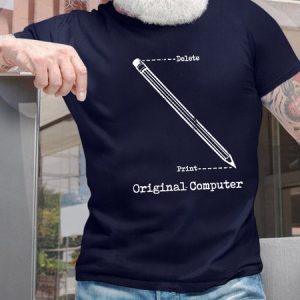 Men’s Original Computer Crew Neck Text Letters Regular Fit Casual T-Shirt, color:Deep Blue|size:3XL, Lilicloth.com