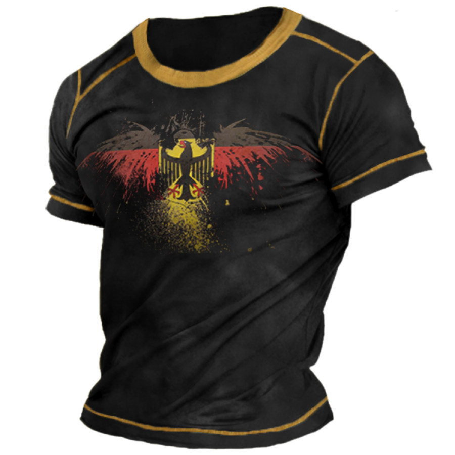 Men's Outdoor Casual German Flag Eagle Print T-Shirt, T-Shirts, , COTOSEN, Apparel Online, Cheap Clothes, Buy Now
