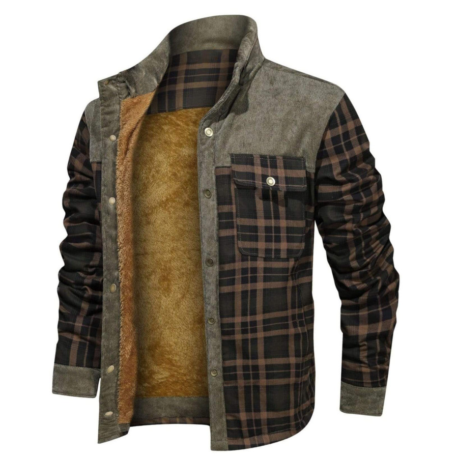 Men's Retro Check Pattern Stitching Warm Fleece Lined Plaid Wanderer Jacket, Coats & Jackets, , COTOSEN, Apparel Online, Cheap Clothes, Buy Now