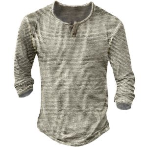 Men's Casual Comfortable Waffle Long Sleeve T-Shirt, T-Shirts, , COTOSEN, Apparel Online, Cheap Clothes, Buy Now