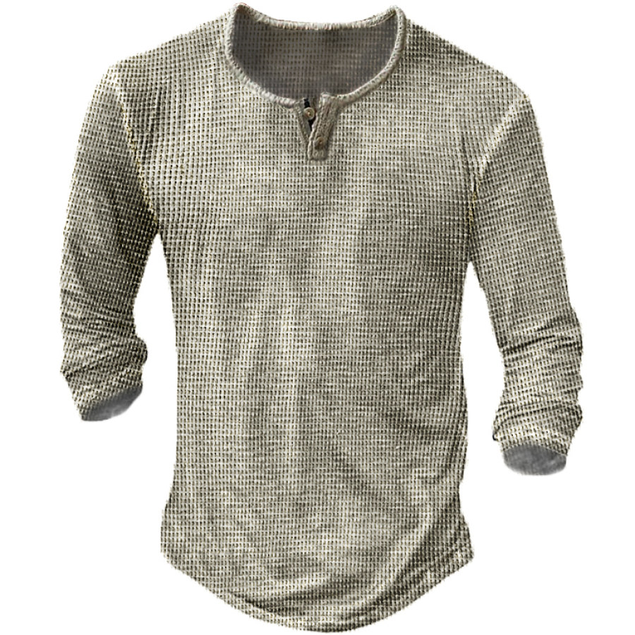 Men's Casual Comfortable Waffle Long Sleeve T-Shirt, T-Shirts, , COTOSEN, Apparel Online, Cheap Clothes, Buy Now