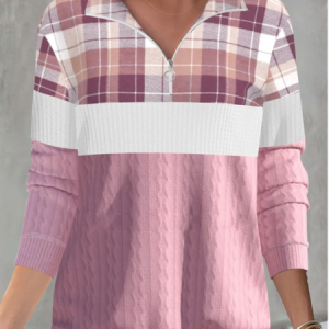 Casual Loose Color Block Sweatshirt, Sweatshirts & Hoodies, color:Pink|size:XXL, JustFashionNow