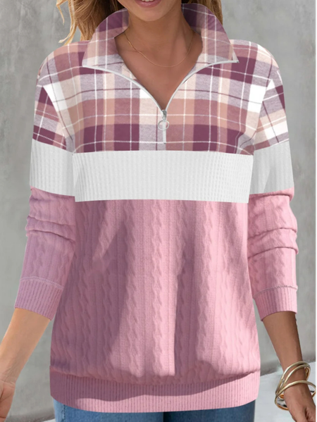 Casual Loose Color Block Sweatshirt, Sweatshirts & Hoodies, color:Pink|size:XXL, JustFashionNow