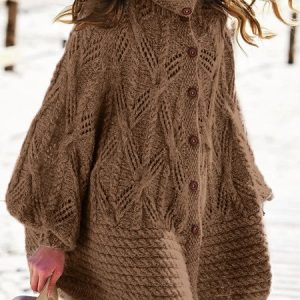 Sweater plus size Vintage Cotton Knitted Sweater coat, Cardigans, color:Brown|size:3XL, Noracora