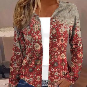 Knitted Casual Loose Ethnic Kimono, Cardigans, color:Red|size:XXL, JustFashionNow