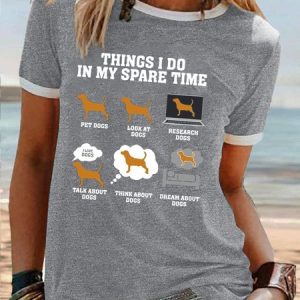 Womens things i do in my spare time golden dogs Casual T-Shirt, color:Gray|size:3XL, Lilicloth.com
