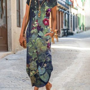 Casual Pockets Knitting Dress, Floral Dresses, color:Deep Blue|size:XS, JustFashionNow