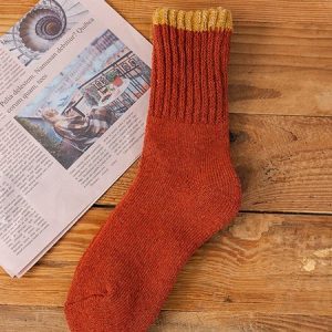 5pairs Striped Pattern Thicken Mid-calf Socks, Socks, color:Brick Red|size:5 Pairs, JustFashionNow