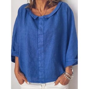 Loose Solid Color Crew Neck Long Sleeve Blouse, women tops, COTOSEN, Apparel Online, Cheap Clothes, Buy Now