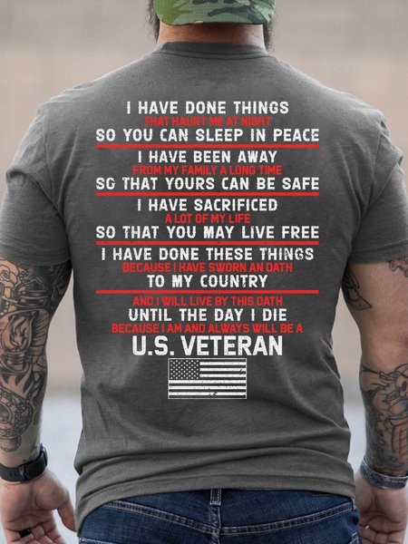 Veterans I Have Done Things So You Can Sleep In Peace Vintage Crew Neck Cotton Short Sleeve T-Shirt, T-shirts, Lilicloth.com