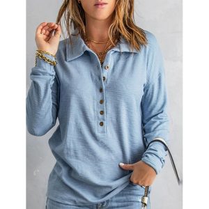 Casual Loose Solid Color Knit Long Sleeve T-shirt, women tops, COTOSEN, Apparel Online, Cheap Clothes, Buy Now