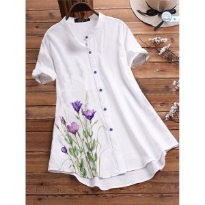 Floral Print Casual Loose Short-sleeved Blouse, women tops, , COTOSEN, Apparel Online, Cheap Clothes, Buy Now