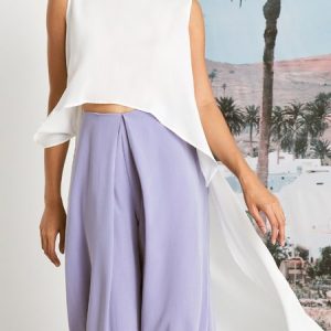 Stylewe Plain Crew Neck Casual Loose Sleeveless Shirt, Blouses and Shirts, color:White|size:XS, Stylewe