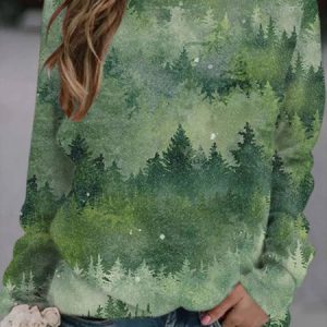 Casual Crew Neck Text Letters Sweatshirt, Hoodies & Sweatshirts, color:Deep Green|size:3XL, Noracora