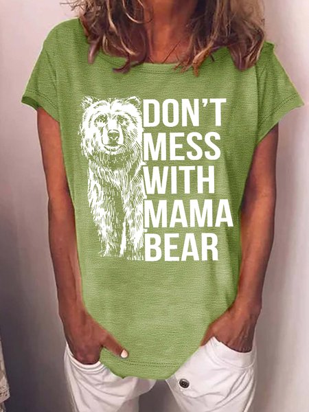 Women's Don't Mess With Mama Bear Funny Graphic Printing Text Letters Casual Cotton-Blend T-Shirt, T-shirts, Lilicloth.com