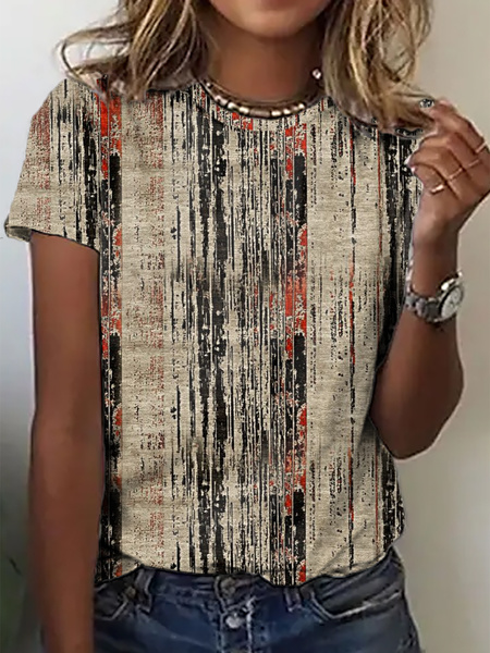 Plus Size Ombre Casual Crew Neck T-Shirt, T-Shirts, color:Multicolor|size:4X, JustFashionNow