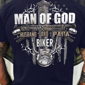 Men's Funny Man Of God Graphic Printing Casual Loose Text Letters Cotton T-Shirt, color:Purplish blue|size:3XL, Lilicloth.com