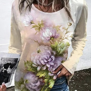 Floral Regular Fit Casual T-Shirt, T-Shirts, color:Multicolor|size:XXL, JustFashionNow