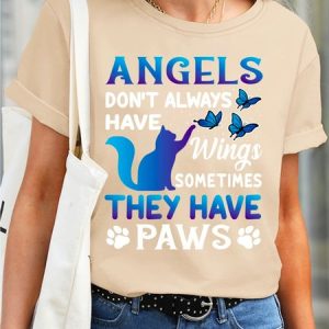 Cat Butterfly  Waterproof Oilproof And Stainproof Fabric Women's T-Shirt, color:Apricot|size:3XL, Lilicloth.com