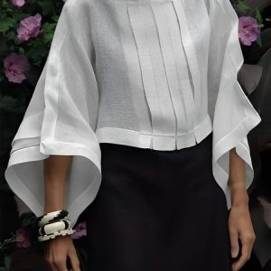 Plain Loose Boat Neck Urban Shirt, Blouses and Shirts, color:White|size:XXL, Stylewe