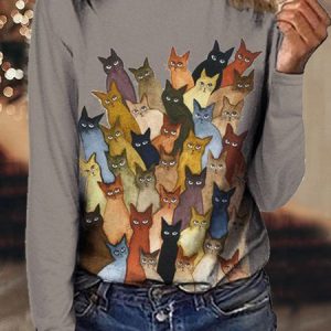 Animal Crew Neck Regular Fit T-Shirt, T-Shirts, color:Gray|size:XXL, JustFashionNow