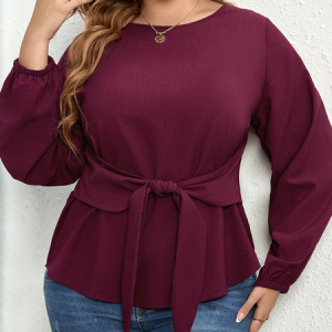 plus size Casual Plain Regular Fit Shirt, TOPS, color:Purple|size:4X, Noracora