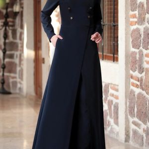 Buckle Crew Neck Plain Party Wedding Dress, Party Dresses, color:Purplish blue|size:4XL, JustFashionNow