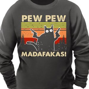 Men's Cat Funny Vintage Graphic Print Cotton-Blend Crew Neck Text Letters Sweatshirt, color:Gray|size:3XL, Lilicloth.com