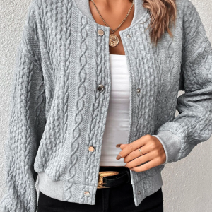 Stand Collar Loose Casual Jacket, Jackets, color:Gray|size:XXL, JustFashionNow