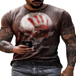 Men's Palm Skull Print T-Shirt, T-Shirts, , COTOSEN, Apparel Online, Cheap Clothes, Buy Now