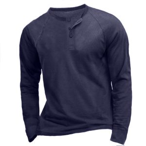 Men's Waffle Panel Breathable Henley Collar T-Shirt, T-Shirts, , COTOSEN, Apparel Online, Cheap Clothes, Buy Now