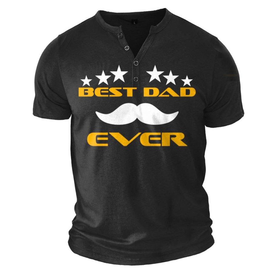 Men's Button Henley Collar Shirt Best Dad Ever Father's Gift Vintage Breathable Comfort T-Shirt, T-Shirts, , COTOSEN, Apparel Online, Cheap Clothes, Buy Now