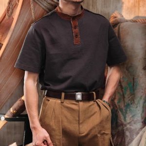 Men's T-Shirt Colorblock Henley Collar T-Shirt Breathable Casual Retro T-Shirt, T-Shirts, , COTOSEN, Apparel Online, Cheap Clothes, Buy Now
