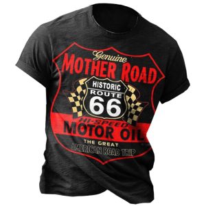 Men's Route 66 Motorcycle Race Round Neck T-shirt Breathable And Comfortable Outdoor Hiking Short-sleeved T-shirt, T-Shirts, , COTOSEN, Apparel Online, Cheap Clothes, Buy Now