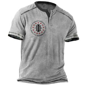 Men's Colorblock Henley Collar T-Shirts Celebrate Independence Day Breathable Comfortable Short Sleeve T-Shirts, T-Shirts, , COTOSEN, Apparel Online, Cheap Clothes, Buy Now