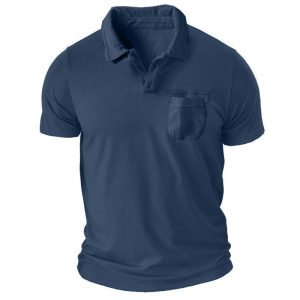 Men's Colorblock Polo Collar Pocket T-Shirt Casual Breathable Fashion Street Plus Size Short Sleeve Tee, T-Shirts, , COTOSEN, Apparel Online, Cheap Clothes, Buy Now