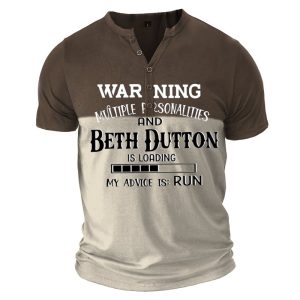 Men's Button Henley Collar Shirt Dutton Ranch Western Cowboys Vintage Breathable Comfort T-Shirt, T-Shirts, , COTOSEN, Apparel Online, Cheap Clothes, Buy Now