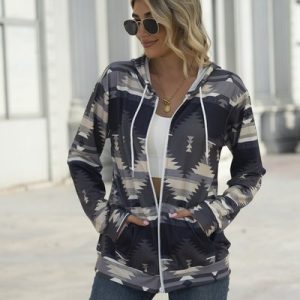 Hoodie Long Sleeve Geometric Regular Micro-Elasticity Loose Jacket For Women, Jackets, color:Army Green|size:XXL, Noracora