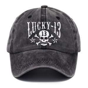 Men's Lucky 13 Skull Print Casual Cap, Hats, , COTOSEN, Apparel Online, Cheap Clothes, Buy Now