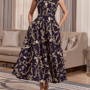 Elegant Regular Fit Wedding Guest Dress, Midi Dresses, color:Purplish blue|size:XXL, Stylewe