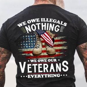 Men's Flag We Owe illegals Nothing Crew Neck Casual T-Shirt, T-shirts, Lilicloth.com