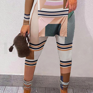 Tight High Elasticity Geometric Urban Long Legging Slim fit Pants, Pants, color:As Picture|size:XXL, Stylewe