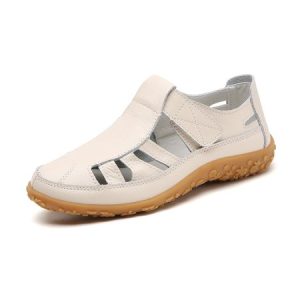 Hollow Leather Soft High Elastic Fisherman Shoes, Flats, color:Beige|size:44, JustFashionNow