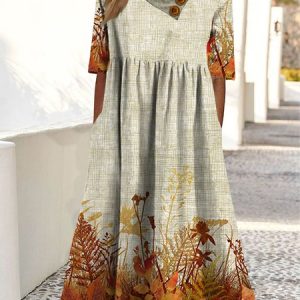 JFN Cowl Neck Casual Cross Neck Midi Dress, Dresses, color:Khaki|size:XXL, JustFashionNow