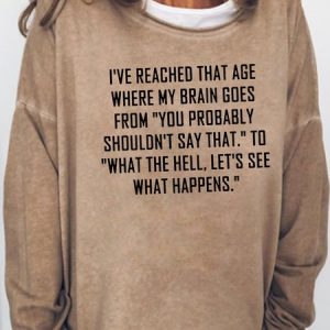 Women' Funny Sarcastic Casual Regular Fit Sweatshirt, color:Light Brown|size:3XL, Lilicloth.com