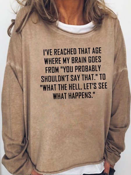 Women' Funny Sarcastic Casual Regular Fit Sweatshirt, color:Light Brown|size:3XL, Lilicloth.com