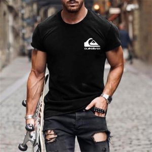 Men's T-Shirt Quiksilver Cotton Short Sleeve Crew Neck Summer Top Black Gray Green Blue Khaki, T-Shirts, , COTOSEN, Apparel Online, Cheap Clothes, Buy Now