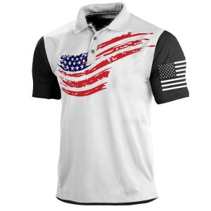 Men's T-Shirt Polo Vintage American Flag Independence Day Short Sleeve Summer Daily Tops, T-Shirts, , COTOSEN, Apparel Online, Cheap Clothes, Buy Now