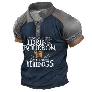 Men's T-Shirt Polo Vintage That's What I Do I Drink Bourbon And I Know Things Short Sleeve Color Block Summer Daily Top, T-Shirts, , COTOSEN, Apparel Online, Cheap Clothes, Buy Now